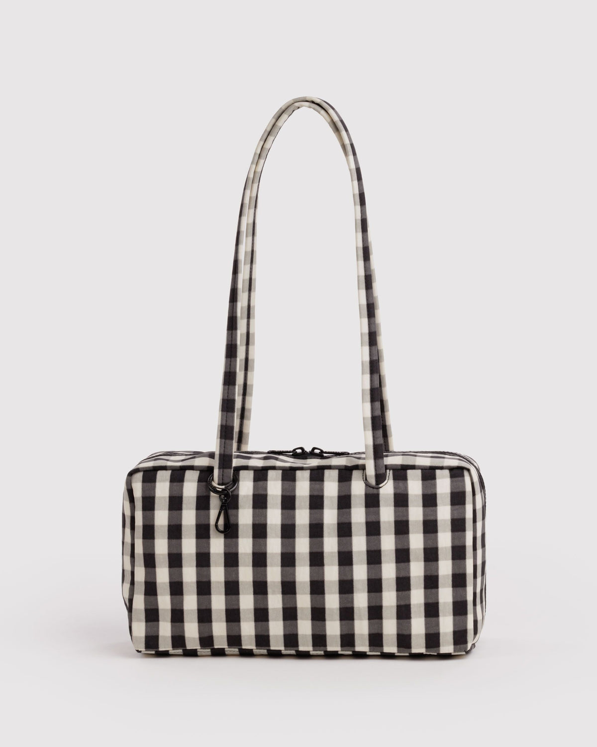 Nylon Bowler Bag - Black and Cream Gingham