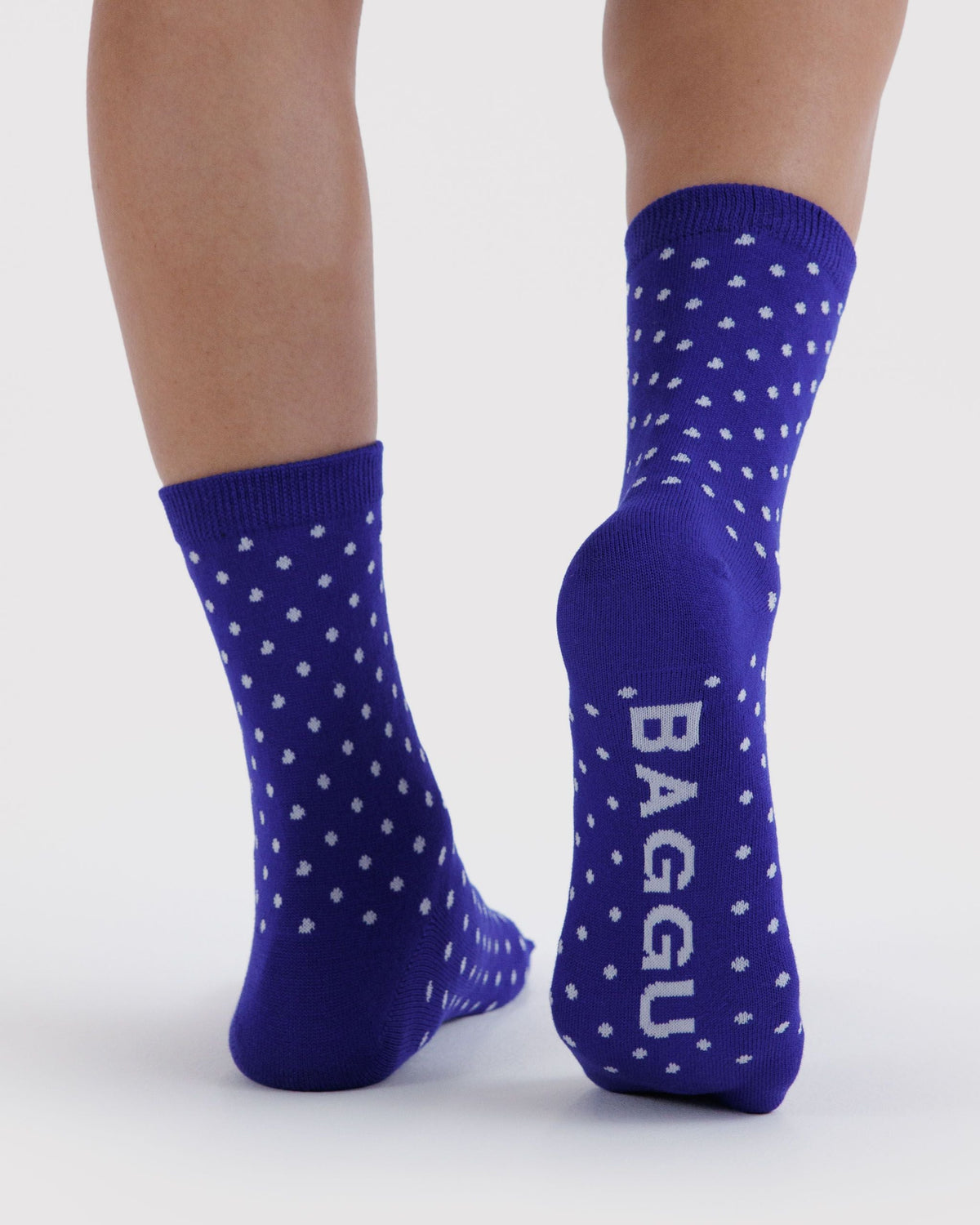 Crew Sock - Micro Blue and White Polka Dot