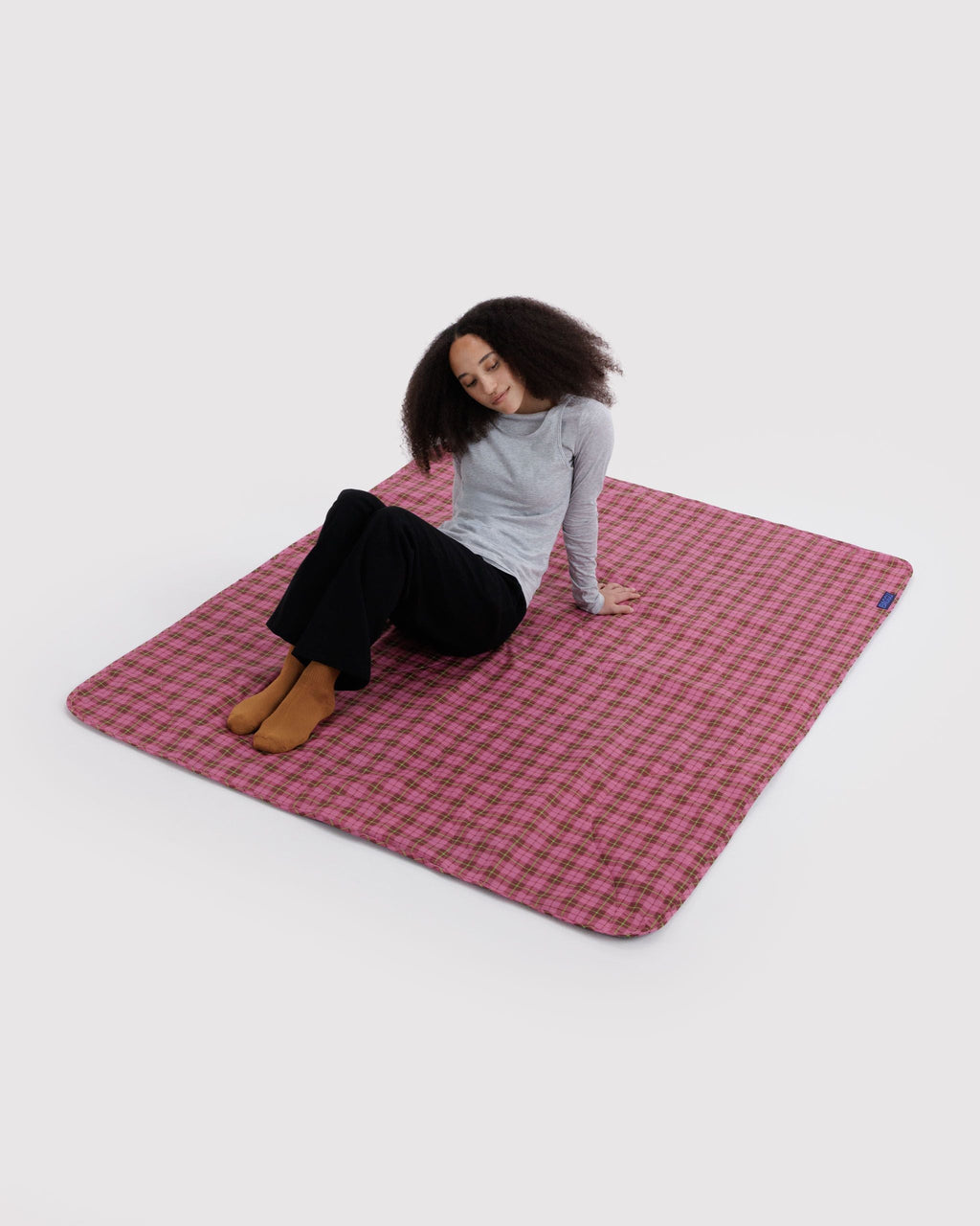Puffy Picnic Blanket - Azalea Pink Tartan