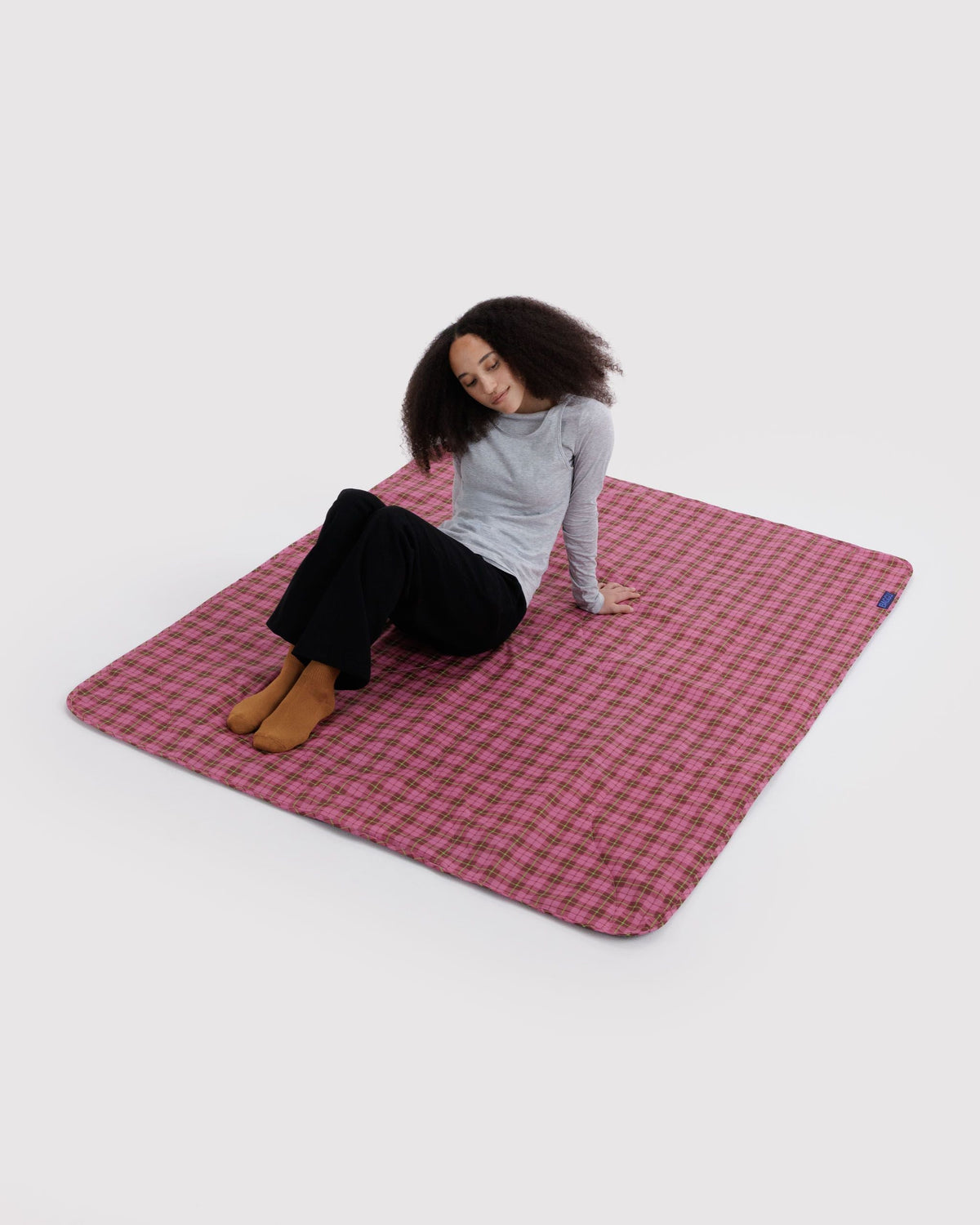 Puffy Picnic Blanket - Azalea Pink Tartan
