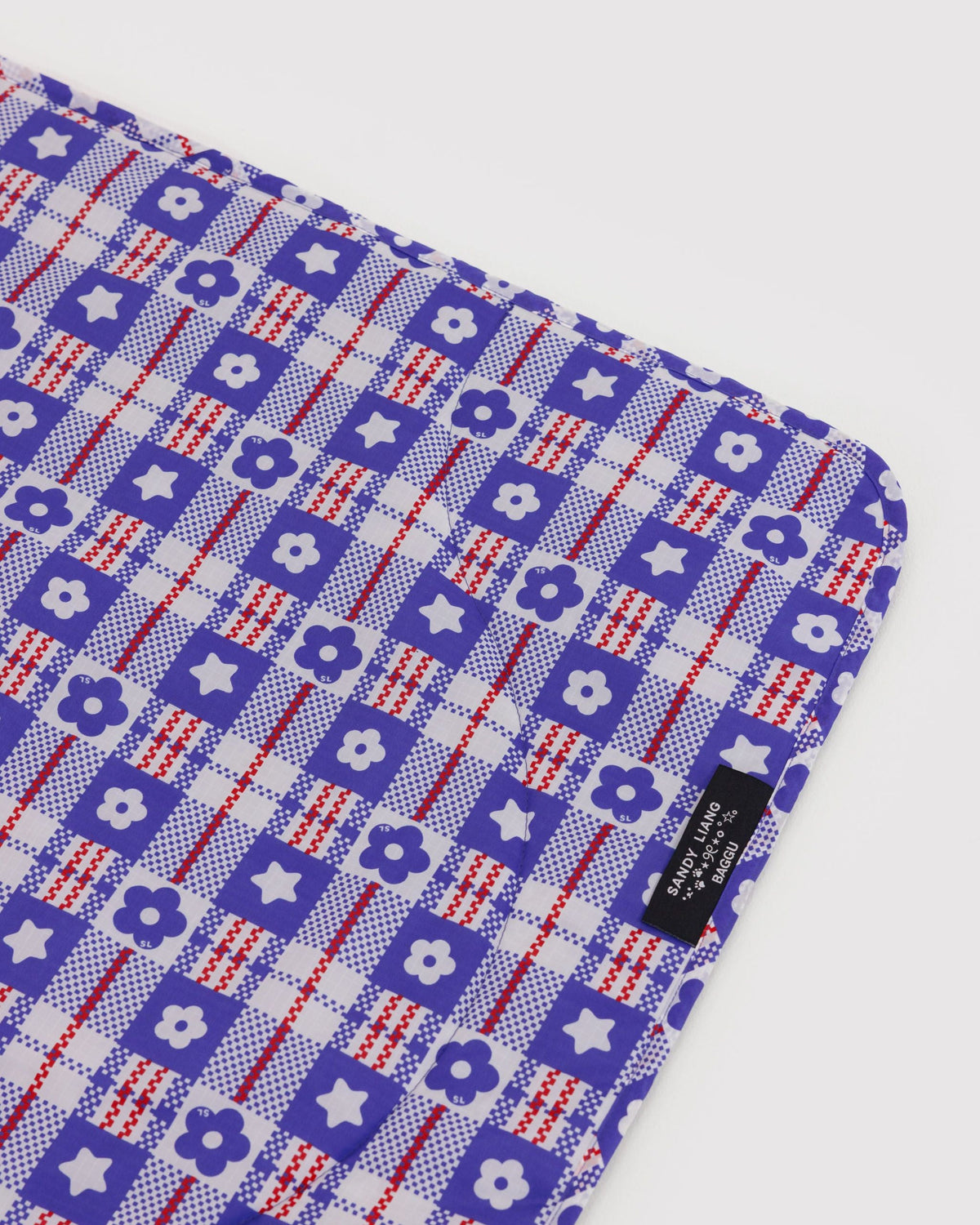 Puffy Picnic Blanket - Market Plaid Blue