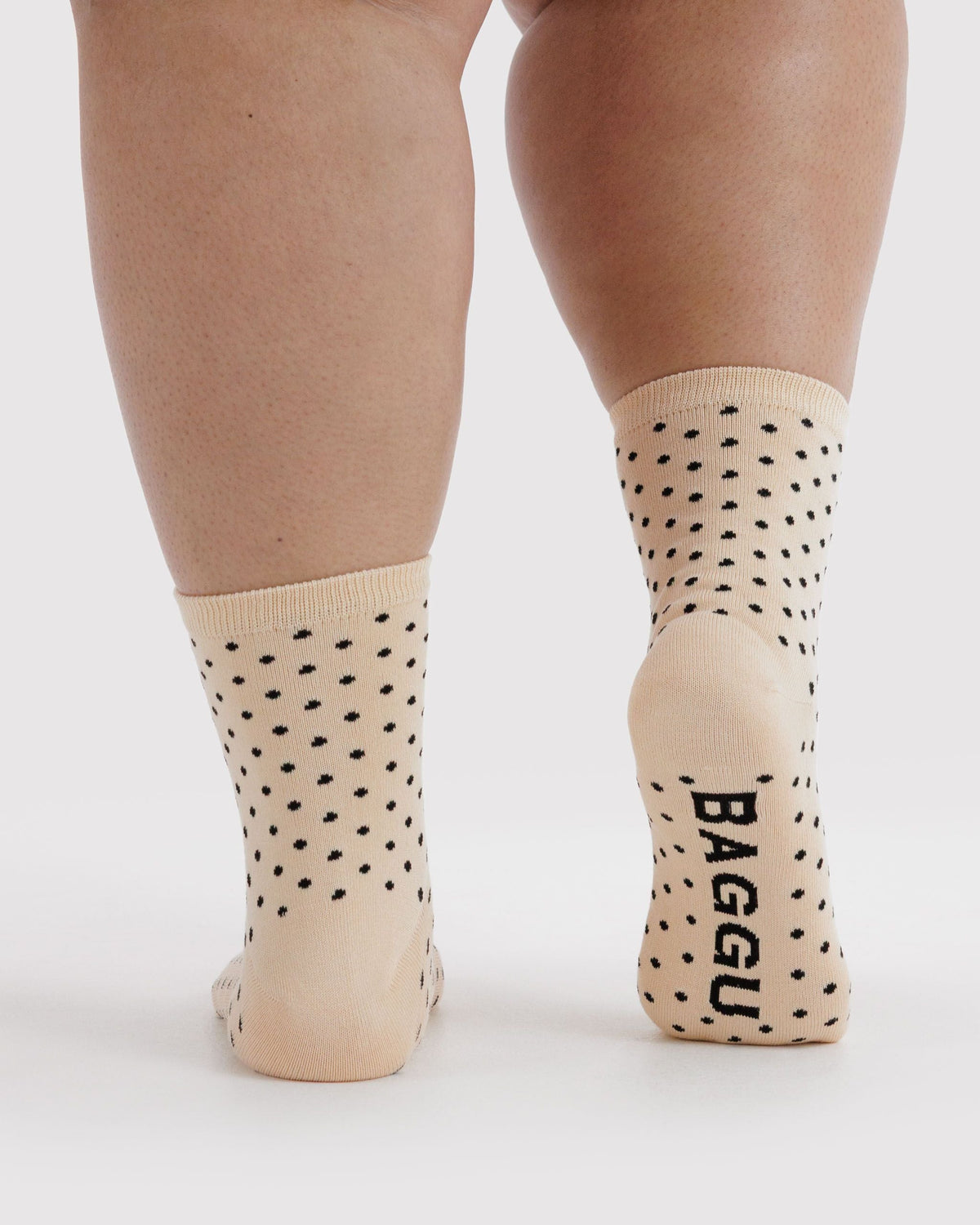 Crew Sock - Micro Cream and Black Polka Dot
