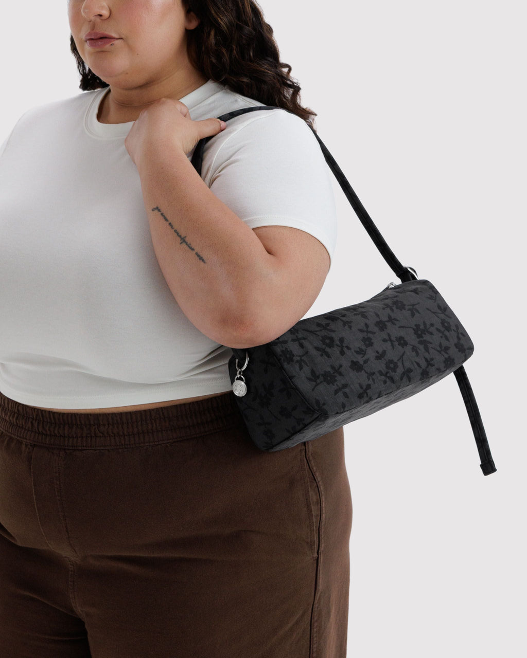 Nylon Loaf Bag - Charcoal Ditsy Floral