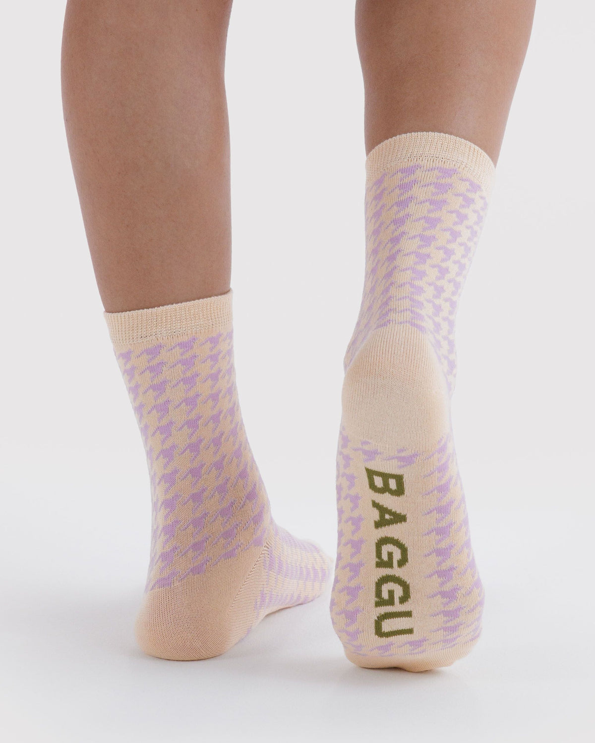 Crew Sock - Pink Houndstooth