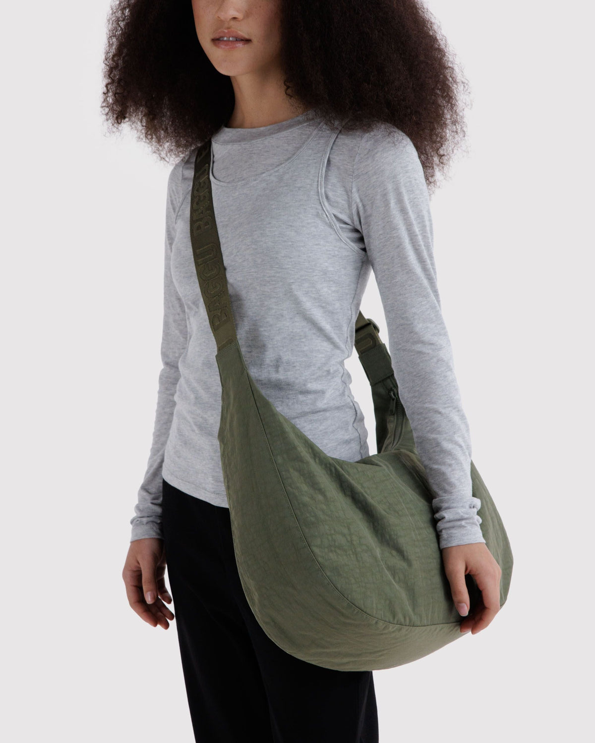Large Nylon Crescent Bag - Caper