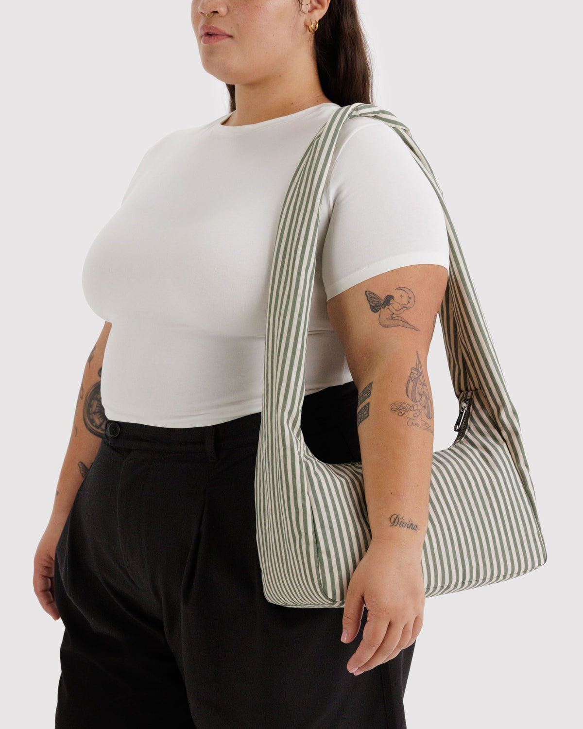 Nylon Meringue Bag - Sage Stripe