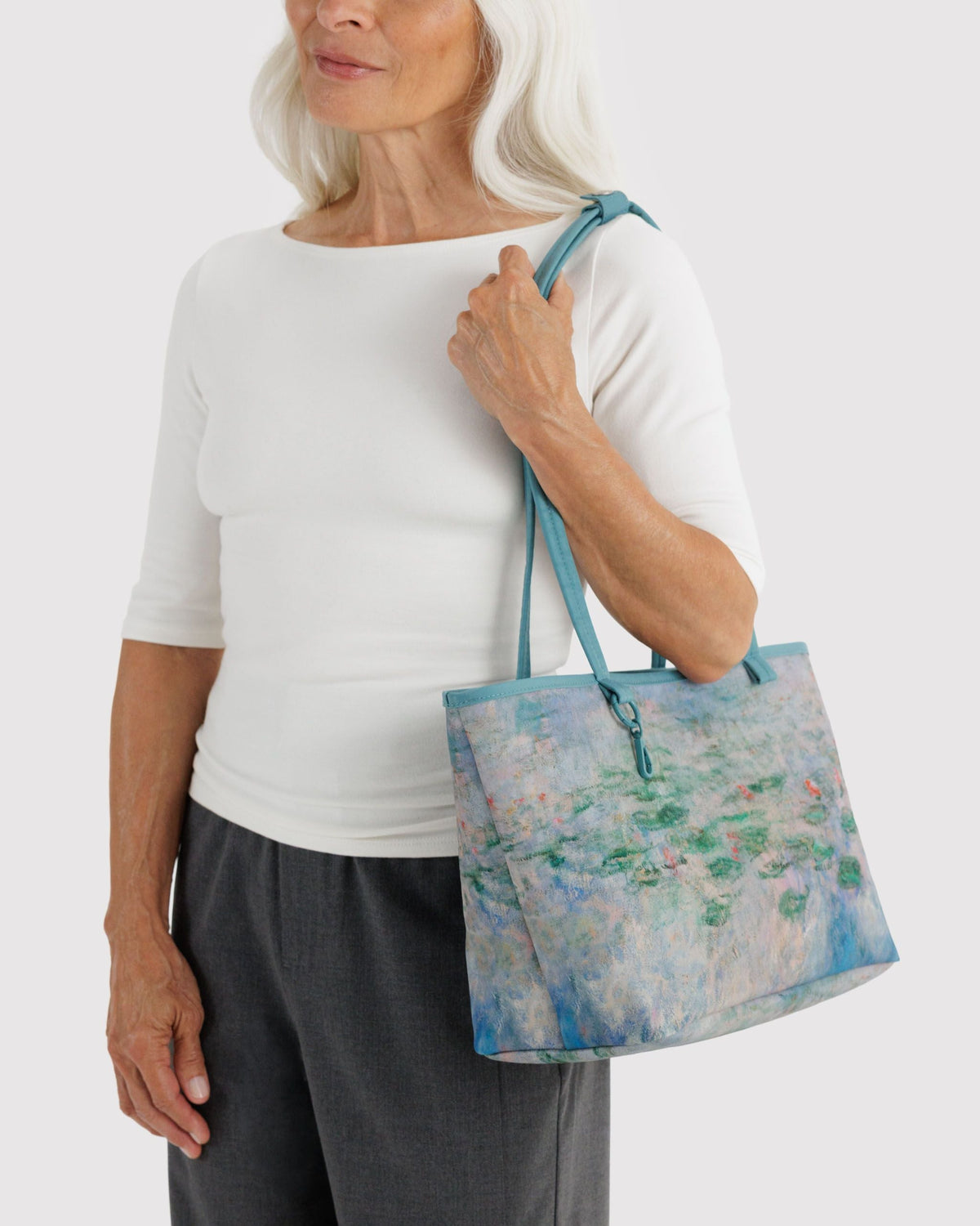 Medium Nylon Reversible Tote - Water Lilies Claude Monet