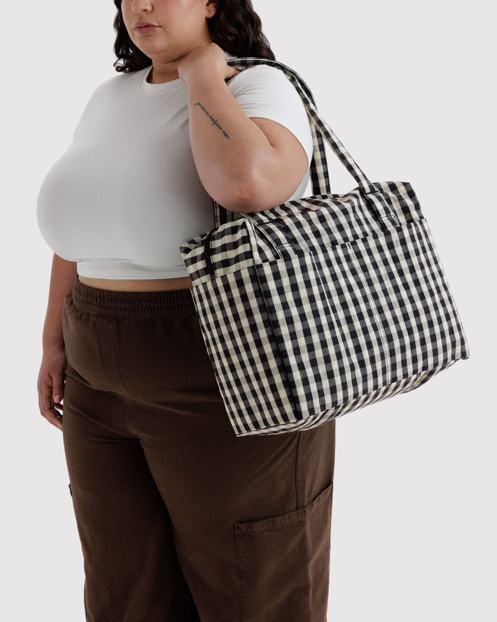 Small Cloud Carry-On - Black and Cream Gingham