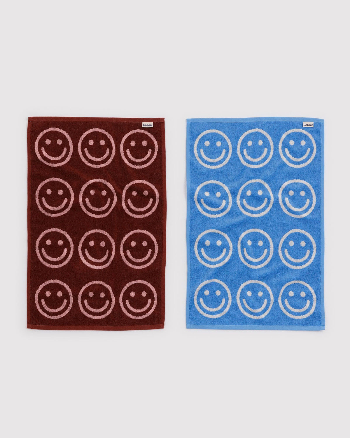 Hand Towel Set of 2 - Sky Blue and Blush Happy