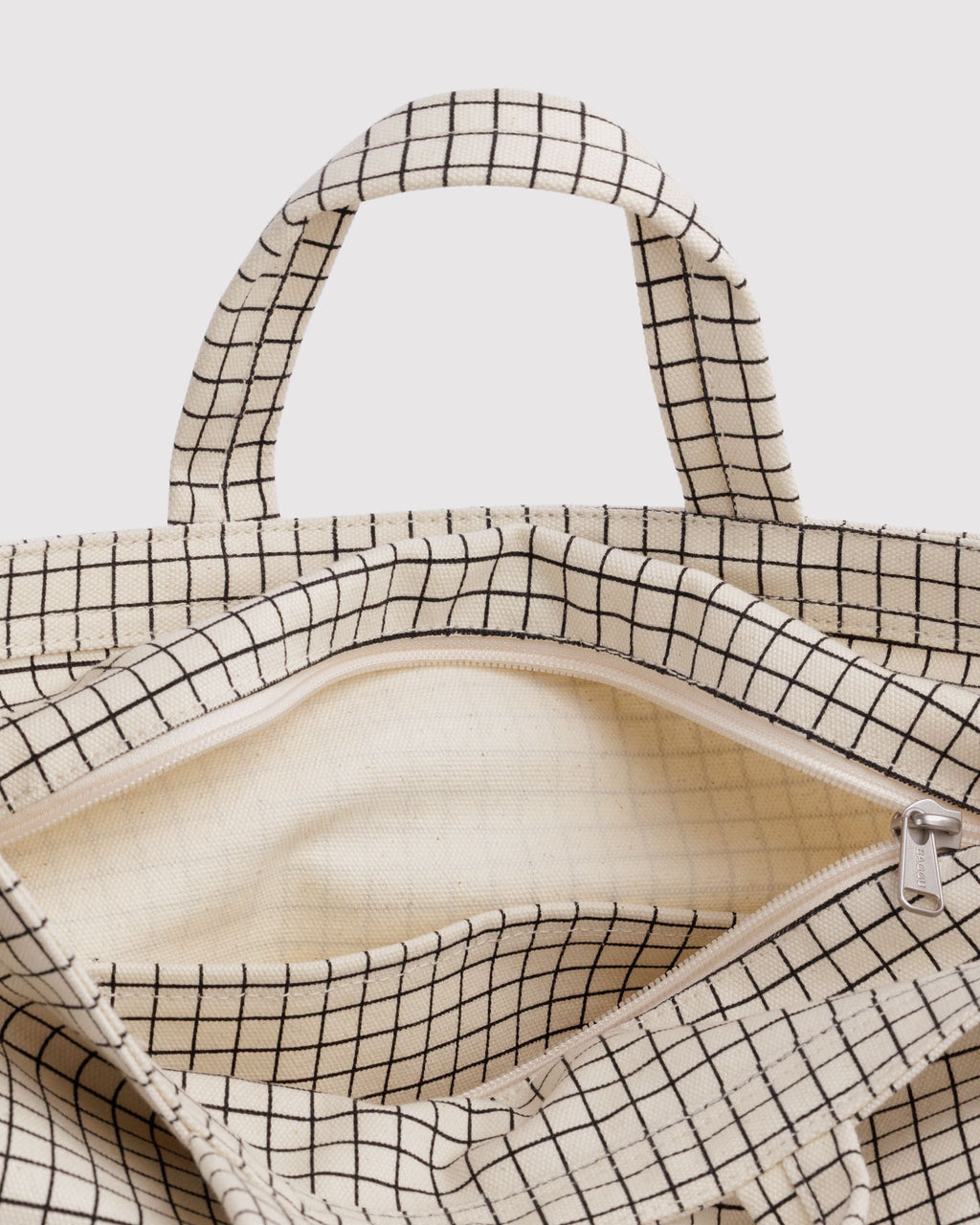 Horizontal Zip Duck Bag - Natural Grid