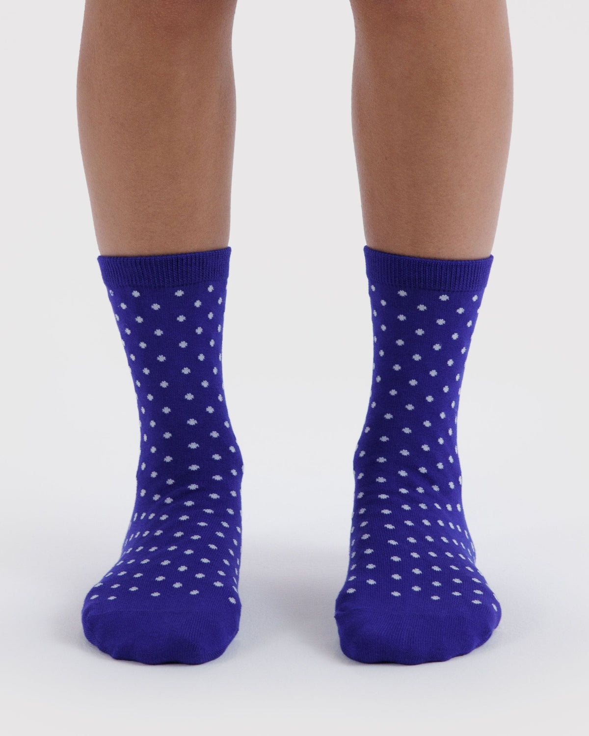 Crew Sock - Micro Blue and White Polka Dot