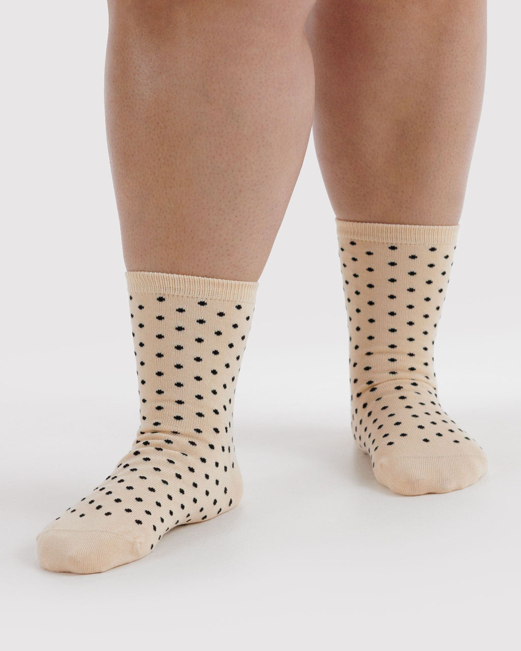 Crew Sock - Micro Cream and Black Polka Dot