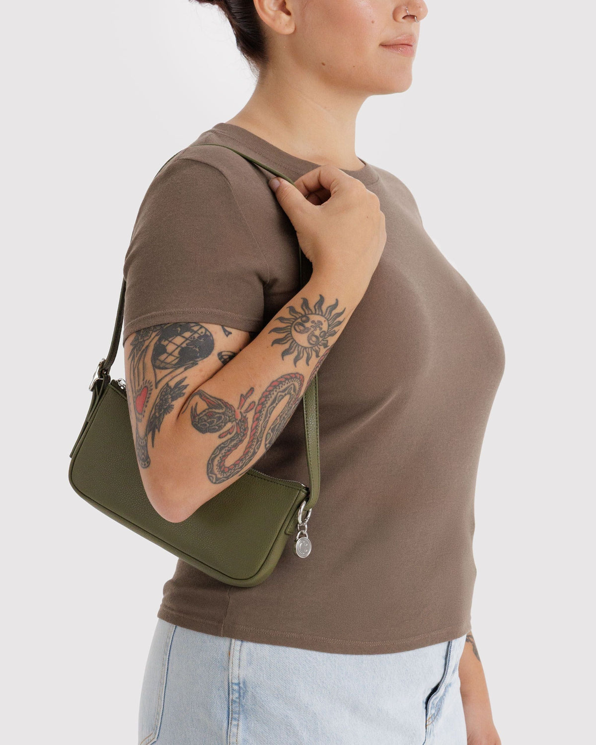 Recycled Leather Pochette - Loden