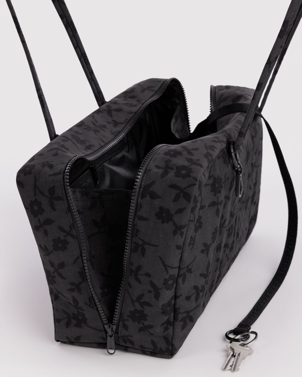 Medium Nylon Bowler Bag - Charcoal Ditsy Floral