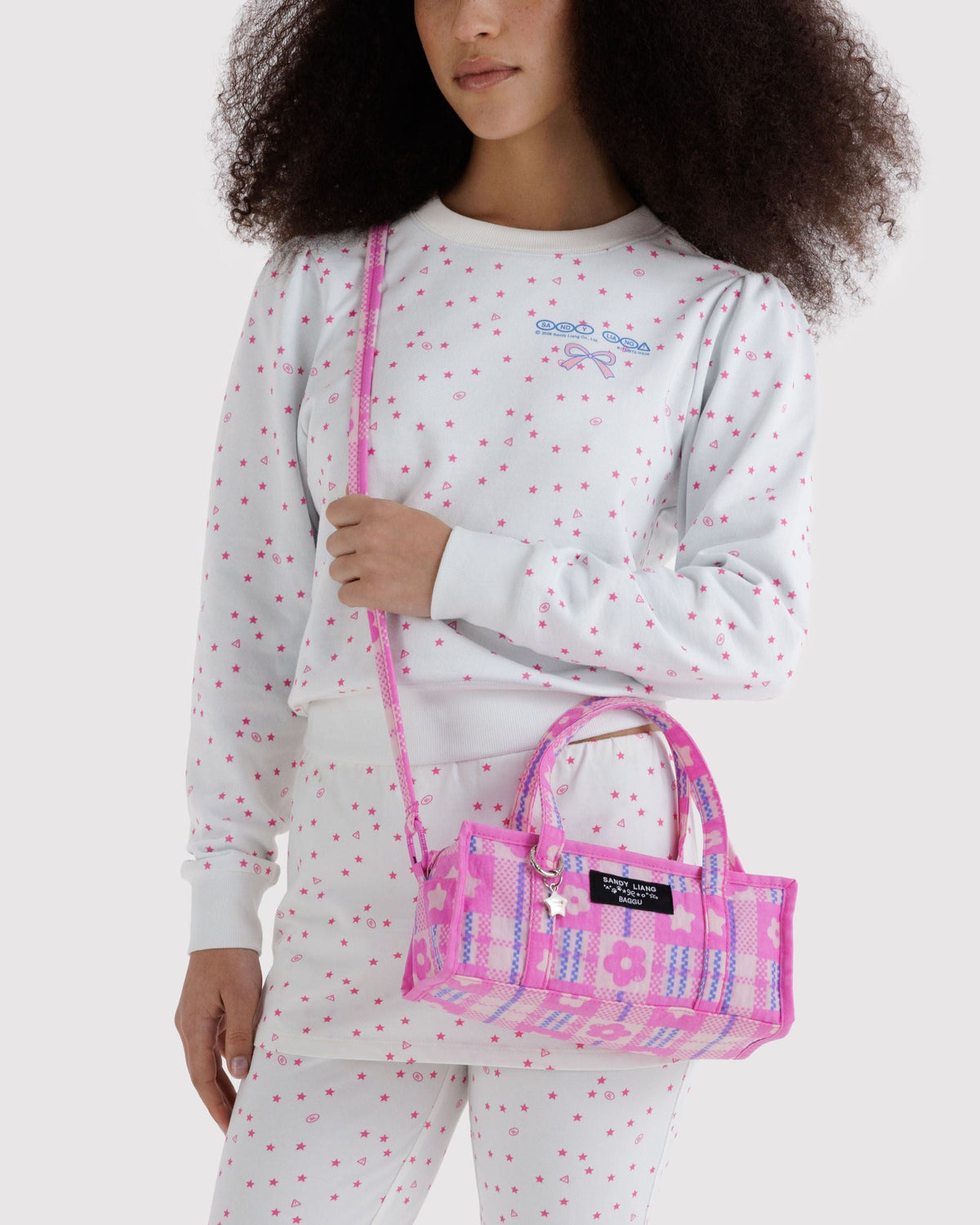 Mini Nylon Market Bag - Market Plaid Pink