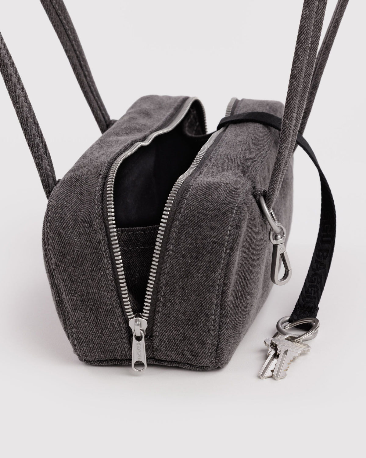 Small Denim Bowler Bag - Washed Black Denim