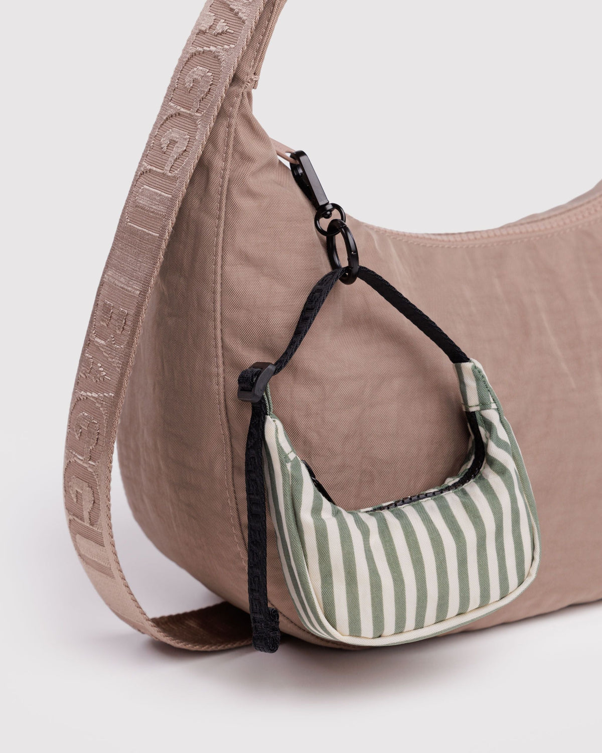 Crescent Bag Charm - Sage Stripe